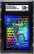 2021 Donruss Optic #130 Clayton Kershaw SGC 10 Gem Mint Purple Pandora Prizm /99