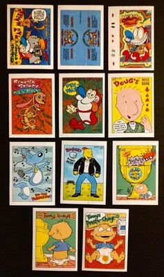 1993 Topps Nickelodeon Activity Cards Complete Set 1-11 Ren Stimpy Rugrats Doug