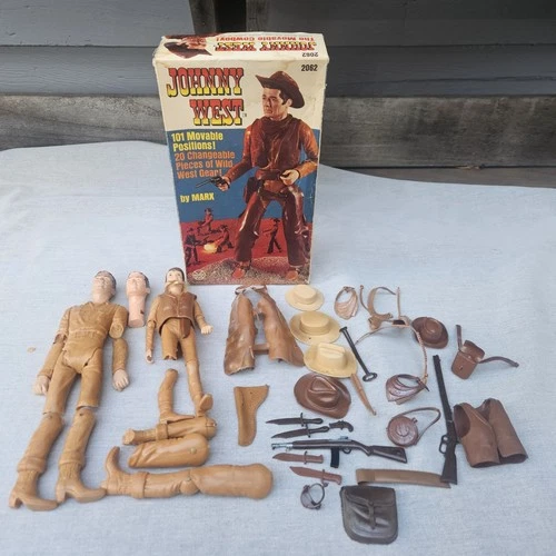 Marx Johnny West & Jamie Cowboy Action Figures w/ Accessories in Box 2062