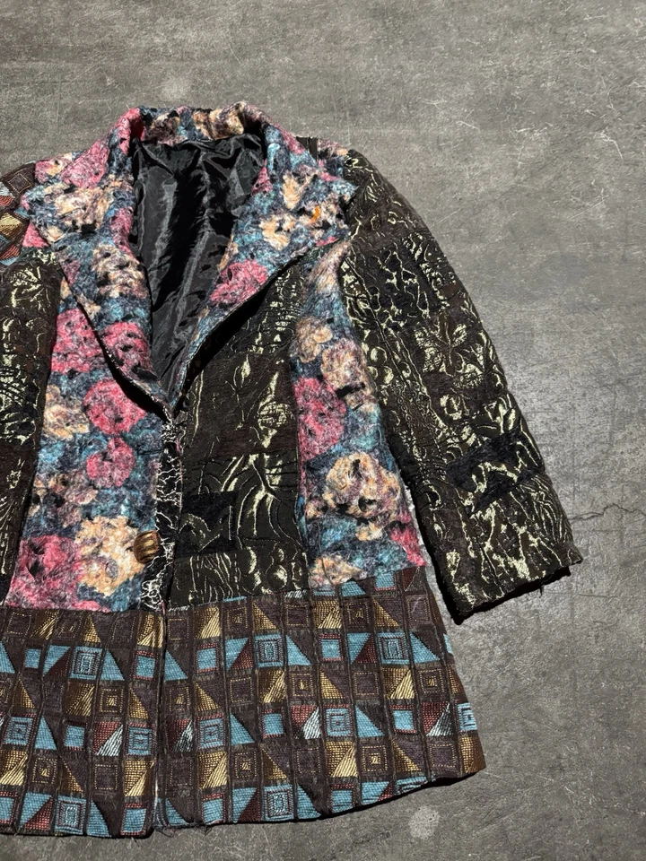 SACRED THREADS Boho Jacket Buttoned Down Patchwork Size XL - Image 3 of 4