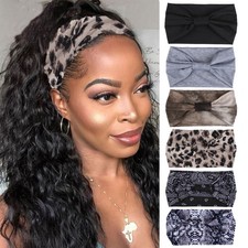 Wide Knotted Headbands 6Pack Black Boho Elastic SweatAbsorbent NonSlip