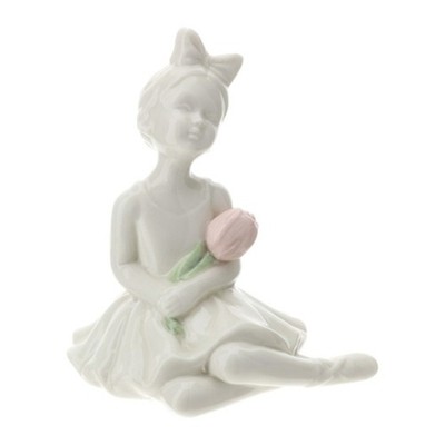 Hervit Art. 30519 Porzellan Ballerina 10cm weiß Tulpe rosa