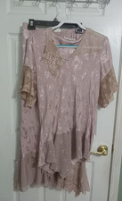 SPENCER ALEXIS Vintage 2 pc. Top Skirt Romantic Roses Hobo Lacy Pink Large
