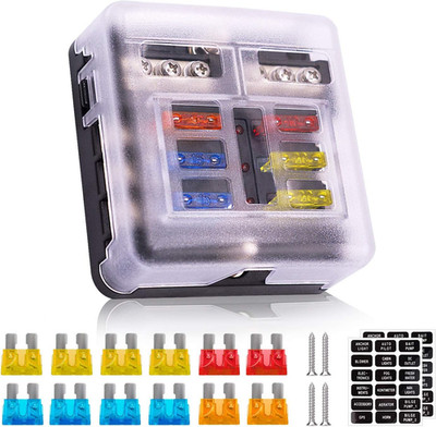 12V Fuse Box 6 Way 12 Volt Fuse Block ATO/ATC with LED Indicator Light Waterproo