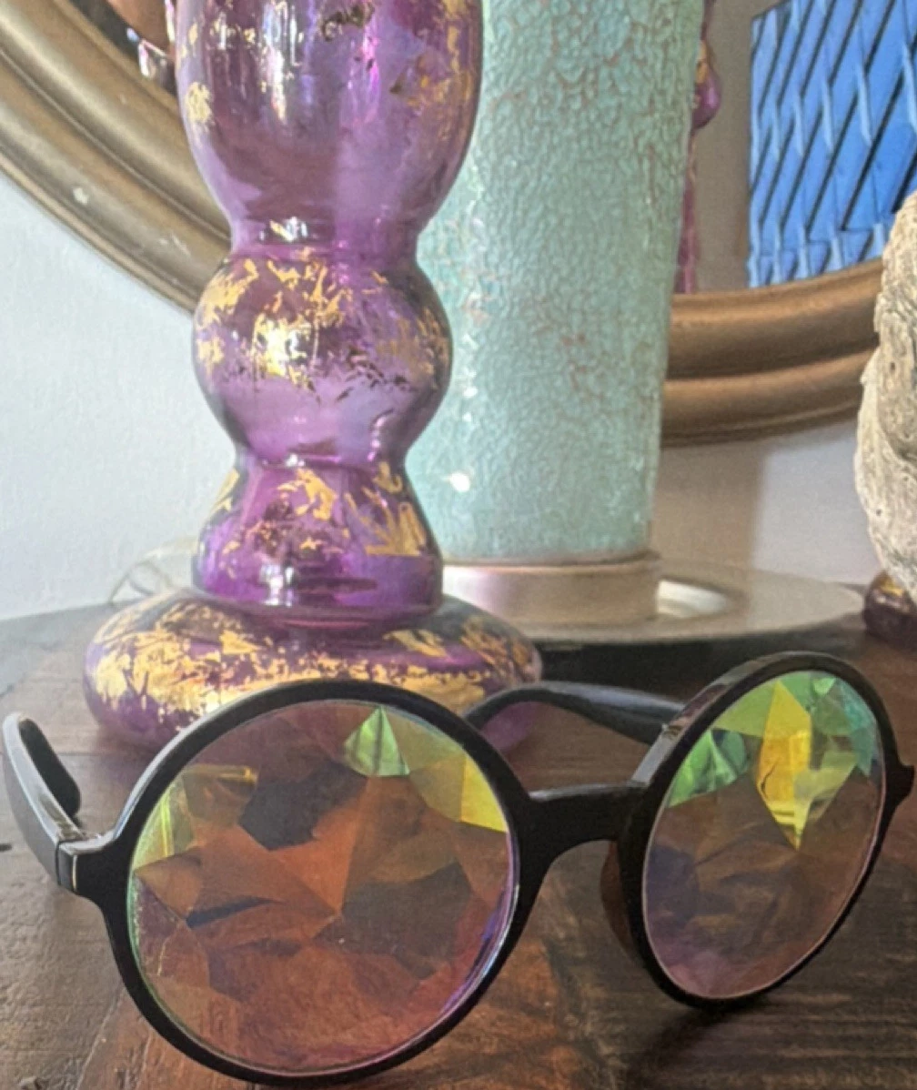 GloFX Kaleidoscope Prismatic Costume Glasses Black Multicolor Adult Unisex
