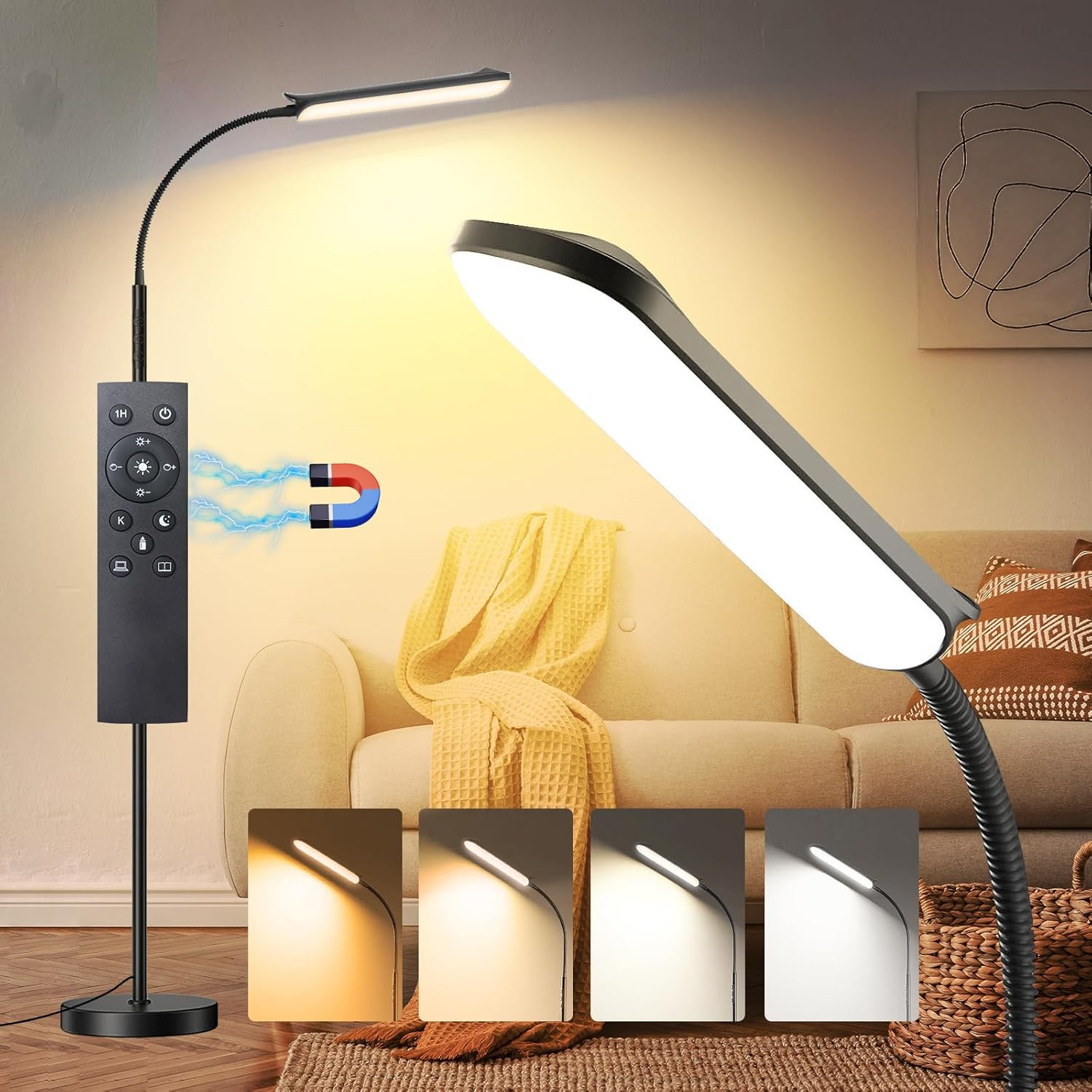 Lampada LED da Terra 18W 1800LM: Piantana Moderna con Telecomando & Touch