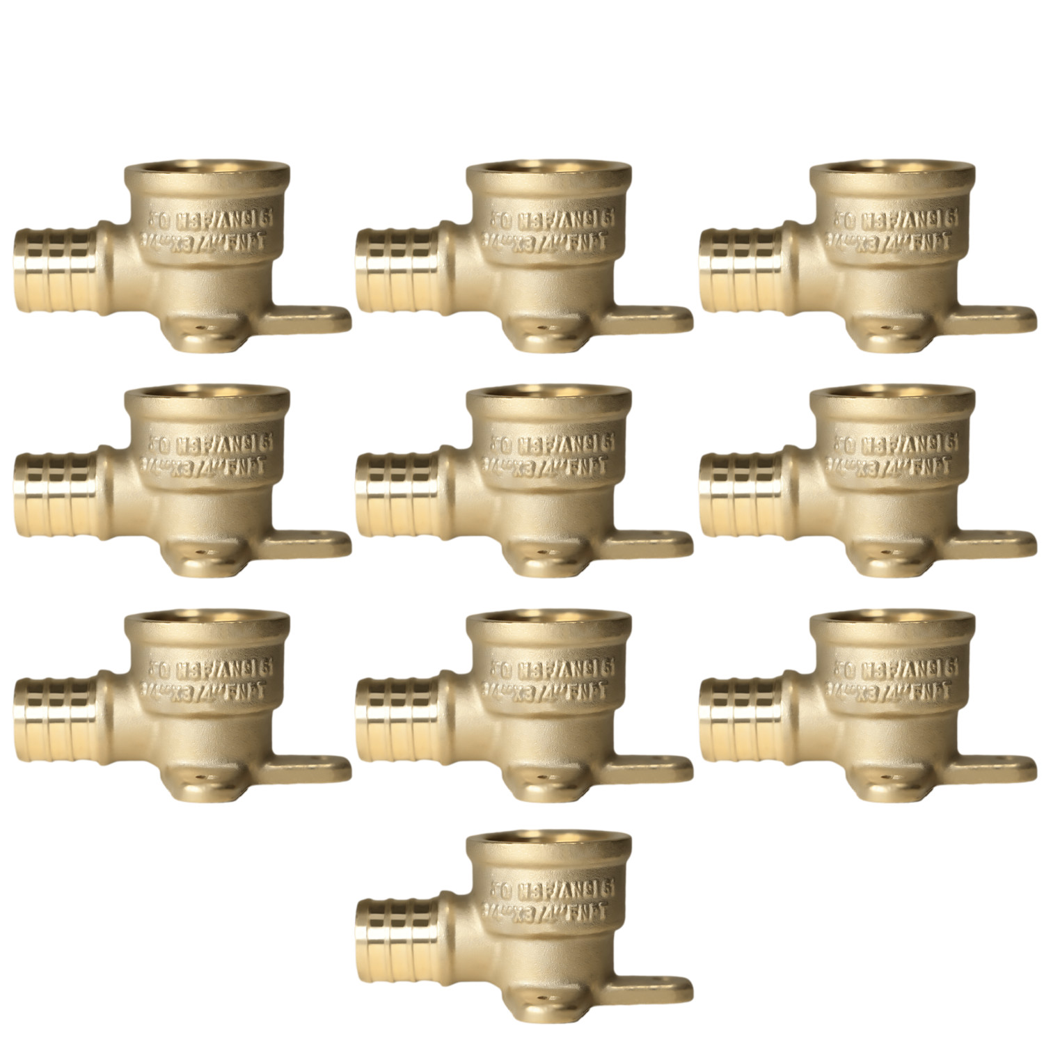 10 Pack XFITTING 3/4" Pex x 3/4" Female NPT Threaded Drop Ear Elbow, Lead Free