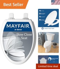 Easy Clean Wood Toilet Seat with Slow-Close  Secure Fastening System