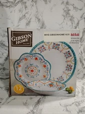 Gibson Home 12 Piece Tamara Melamine Dinnerware Set in White and Floral