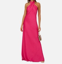 Adrianna By Adrianna Papell Women's Pink Halter Sleeveless Satin Dress Size 12