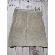 Express Suede A Line Mini Skirt Tan Beige Size 3 4 100 Leather Y2K