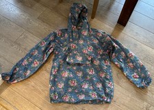 Cath Kidston Cag in a Bag Showerproof Blue Floral Jacket Size medium (Size 12)