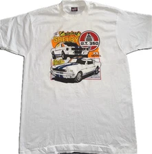 Vintage  NOS  Shelby GT Large White Single Stitch  T-shirt.  Made In USA.
