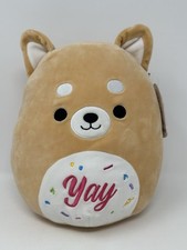 Squishmallows 10" Stuffed Plush Angie Shiba Inu Dog "Yay" Celebration Animal Toy