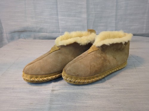 L.L. Bean wicked good womens size 9 M shoes brown suede shearling lined slippers - Picture 3 of 8