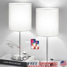 3 Way Dimmable Touch Control Table Lamp W/ USB Ports LED Bulbs Included