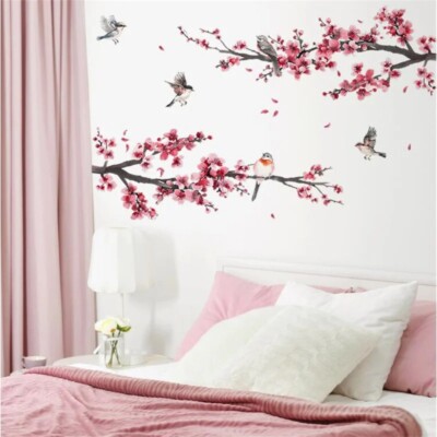 WALL STICKER Flower Decal Birds DIY Vinyl Mural Art Tree Home Living Room Decor