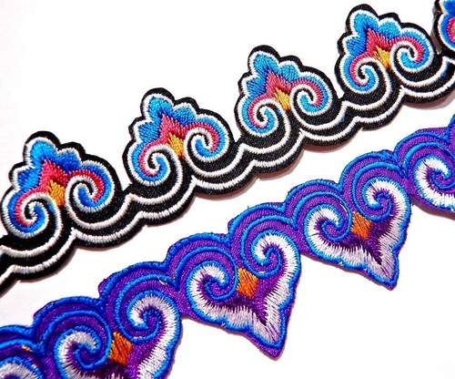EMBROIDERED CUTOUT CHOKER embroidery necklace band collar scalloped ethnic 6V - Picture 6 of 6
