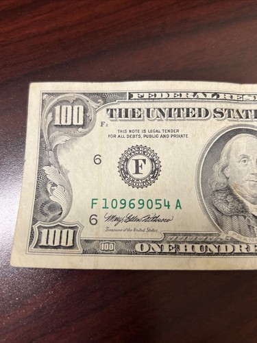 Series 1993 US One Hundred Dollar Bill $100 Atlanta ~ F 10969054 A - Picture 2 of 5