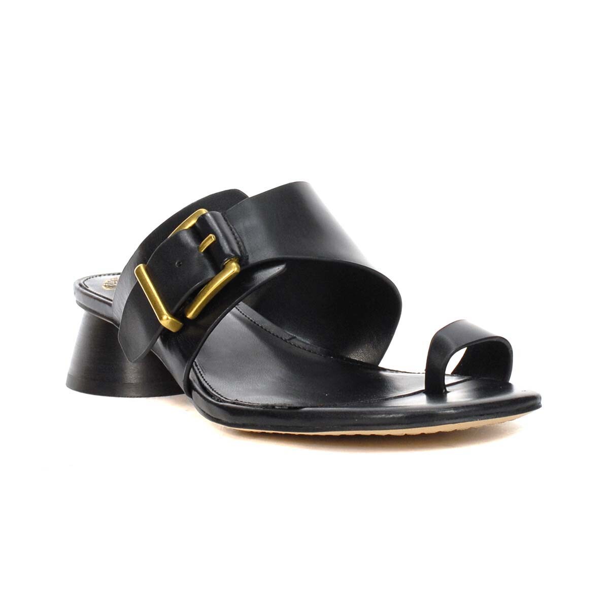 Vince Camuto Lenqua Black Leather low Heel Sandals | eBay