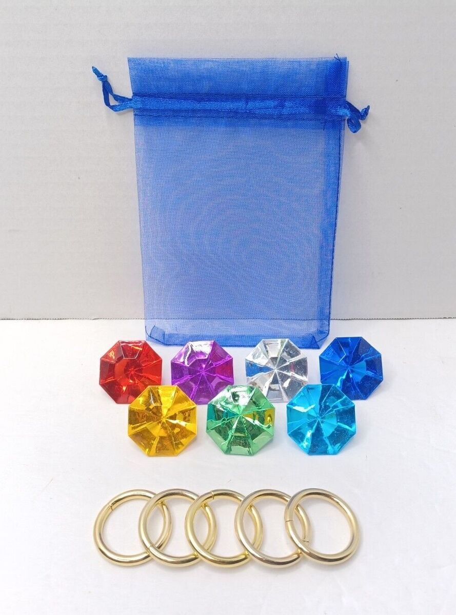 Sonic The Hedgehog 7 Chaos Emeralds And 5 Power Rings With A Bag