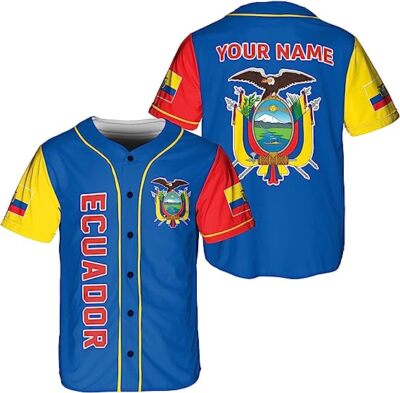Personalized Ecuador Baseball Jersey Shirt, Ecuador Flag Jersey, Ecuadorian Jers