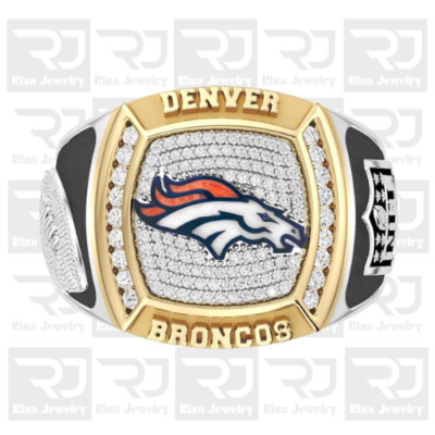 Denver Broncos Men's 2. Carat Moissanite Two-Tone 925 Silver Championship Ring