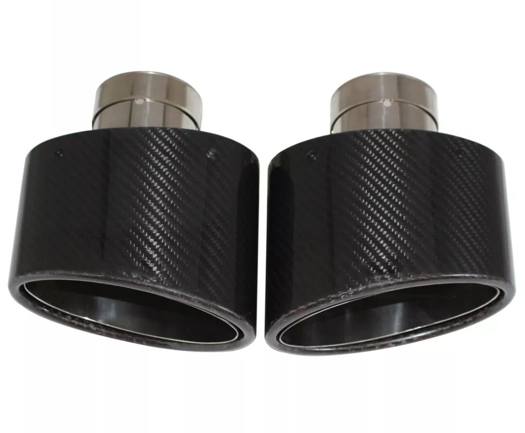 Embout échappement ovale en carbone brillant et chrome anti-corrosion
