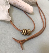 NEW Sundance Charm Necklace suede cord handmade artisan simple jewelry