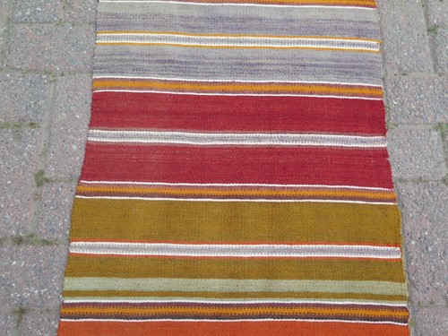 Handmade Wool Rugs Runner, Turkish Kilim Runner, Carpet Runner, LongRug 20"x109" - Picture 10 of 24