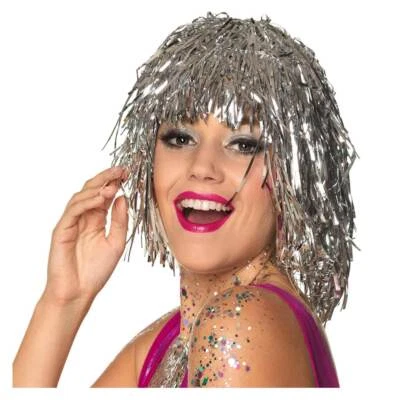 BOLAND Glitzer Perücke Damen Folien Lametta Damenperücke Fasching Karneval Zubehör