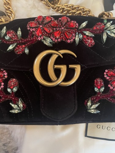 🖤Gucci Handtasche GG Marmont schwarz Samt Swarovski UVP 1999€ 🖤 - Bild 11 von 16