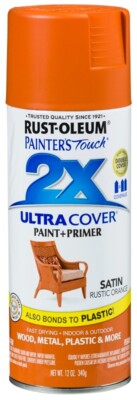 CASE OF (6) RUSTOLEUM 314753 ULTRA COVER 2X SATIN RUSTIC ORANGE SPRAY PAINT