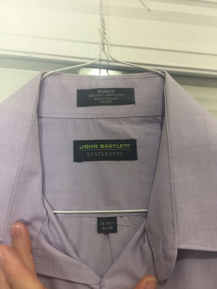 Мужская фиолетовая рубашка с воротником на пуговицах с длинным рукавом размер 16-16,5 34/35  - Изображение 3 из 4