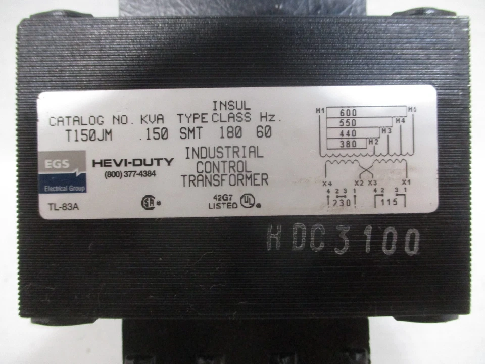 NUEVO Transformador Industrial Hevi-Duty T150JM 0.15 kVA 440/600V 115/230V 1 Fase Foto 4 de 4