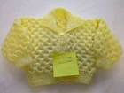 Hand knit Baby Boys Yellow Cardigan 3 -6 months