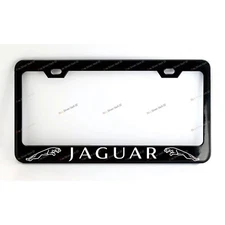 JAGUAR Custom Made Black Metal License Plate Frame  +Screw Caps