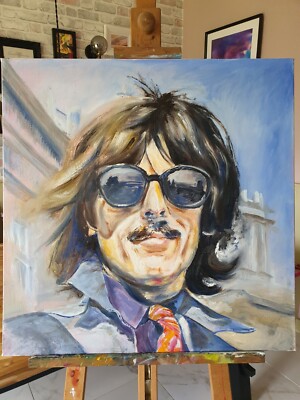 George Harrison The Beatles Original Ölgemälde 24''×24''