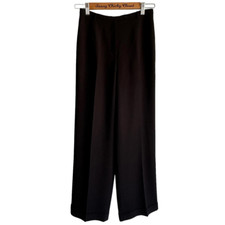 ANN TAYLOR Vintage Black Wide Leg Cuffed Ladies Career Trousers, 2