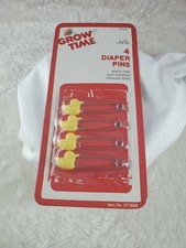 GROW TIME 4 YELLOW DUCKY DIAPER PINS VINTAGE NEW IN PACKAGE
