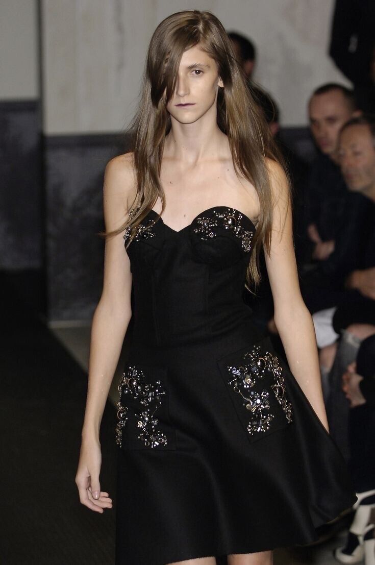 PRADA Fall/Winter 2006 Runway Black Wool Embellished Bustier PRADA Fall/Winter 2006 Runway Black Wool Embellished Bustier