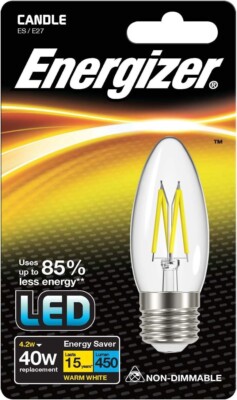 Energiespar LED Glühbirne Kerze 4,2W = 40W ES / E27 Glühbirne A+ BEWERTUNG