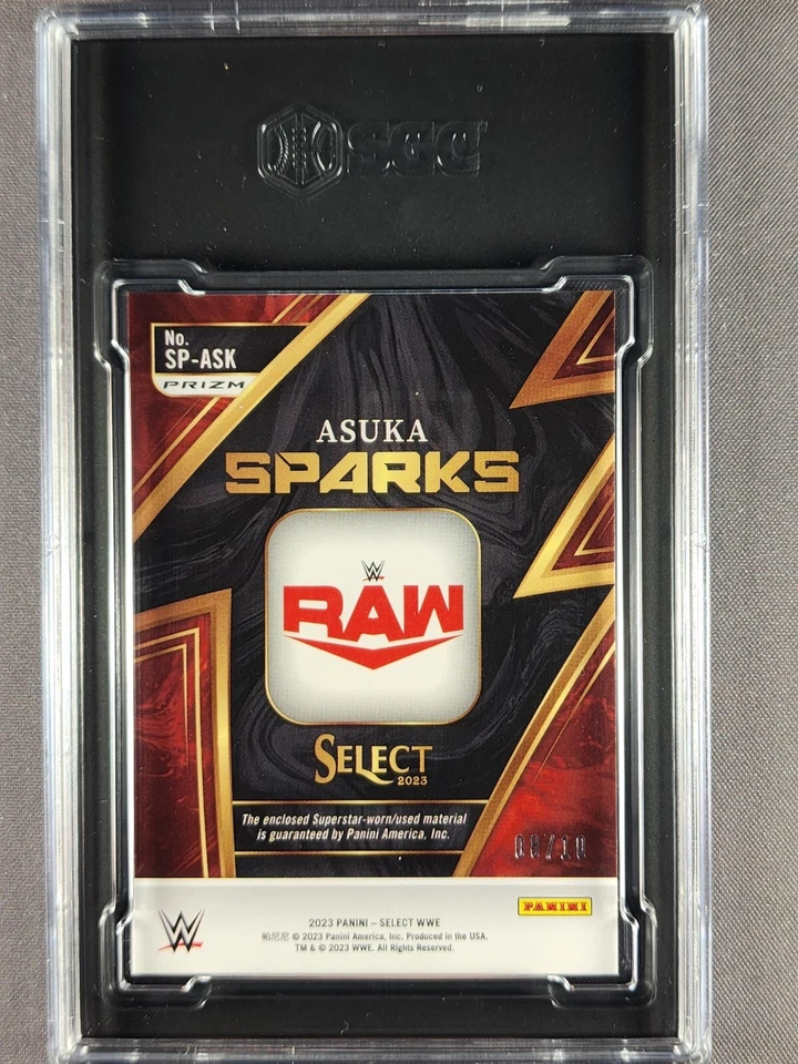 2023 Panini Select WWE Sparls #SP-ASK Asuka /10 Gold Prizm Patch SGC 9.5 Mint+ - Image 2 of 2