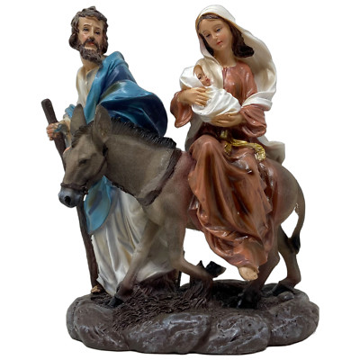 La Huida 10'' La Sagrada Familia Huye a Egipto Religious Rigurine Flight to Egypt