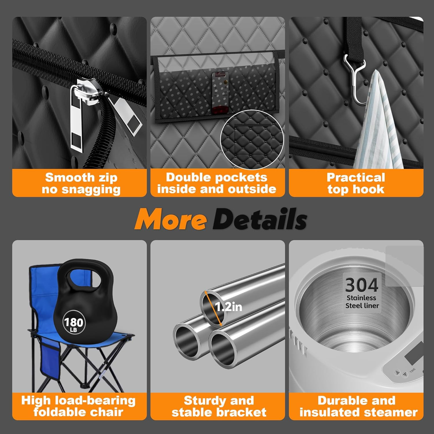 2 Person Portable Steam Sauna for Home, Extra Large Sauna Box, Upgraded 2 Steame