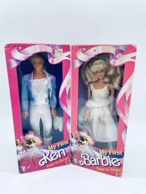 Barbie 1988 My First Barbie et Ken Fabriqué en Malaisie NRFB - Photo 1/4