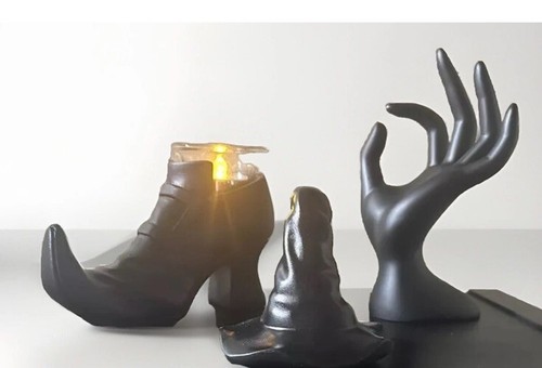 Halloween SET WITCH Hand Hat Witch Boot Candle Decor Martha Stewart Table Top - Picture 6 of 6