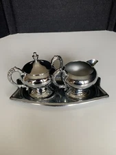 Vintage Hellerware Chromium tray lot Danny Wilson Sugar & Creamer 1960’s MCM