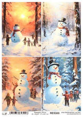 Reispapier A4 Strohseide Weihnachten Schneemann Sonnenuntergang Kinder RE5300