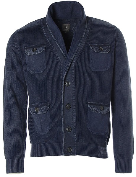 Kitaro Herren Strickjacke Jacke Schalkragen Dark Blue M K7699-image